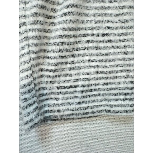 Chicos Womens Knitted Sweater Size 2 Gray Striped Pullover Lace Up Long Sleeves - Picture 10 of 14